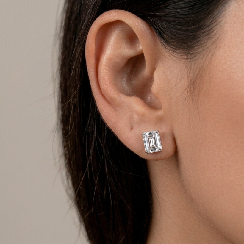 Emerald Diamond Studs
