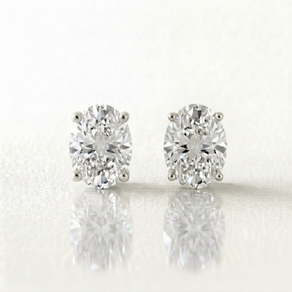 Oval Diamond Studs