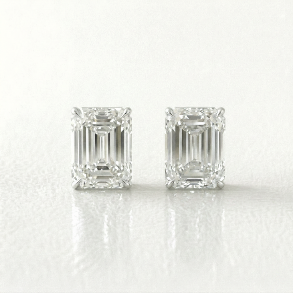 Emerald Diamond Studs
