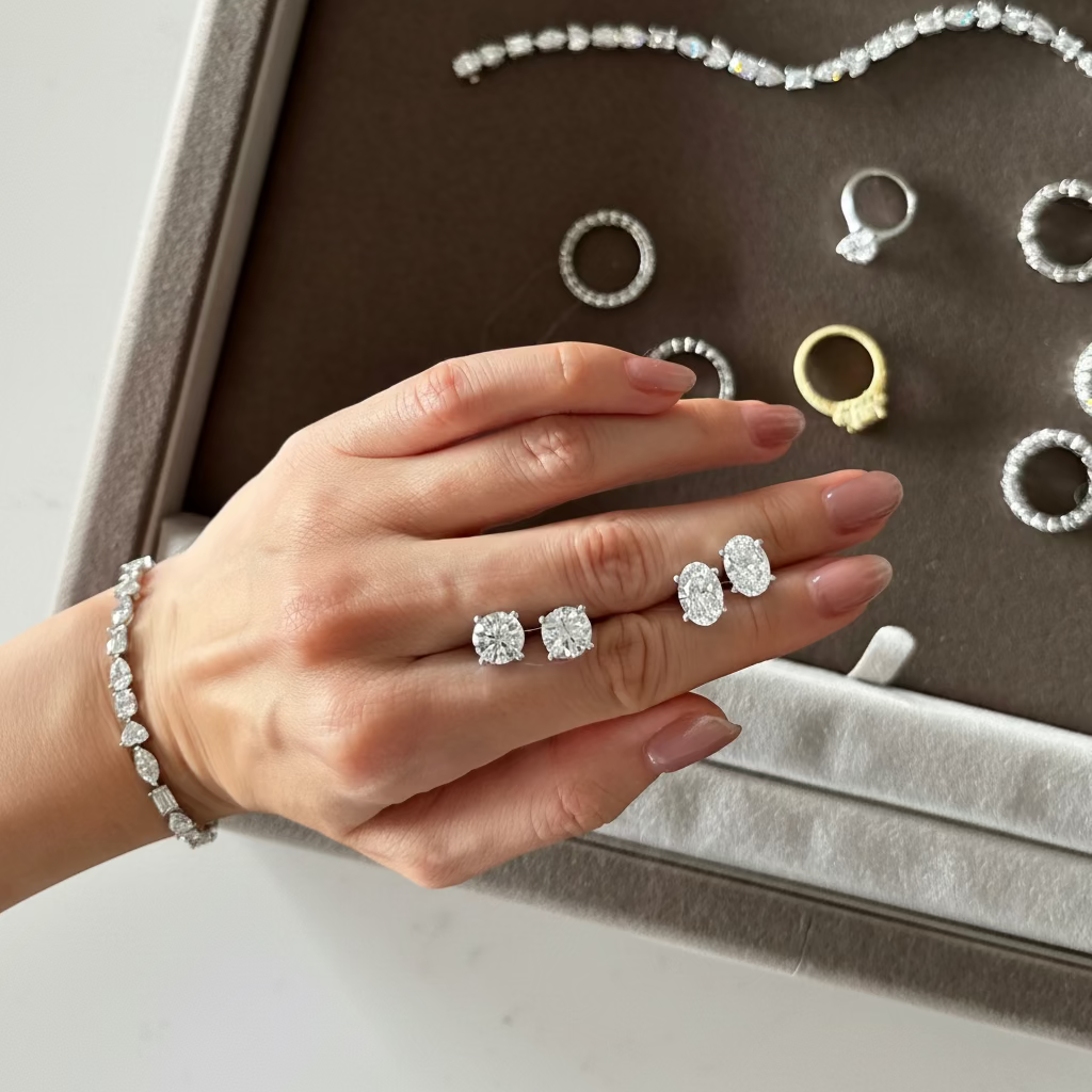 Oval Diamond Studs