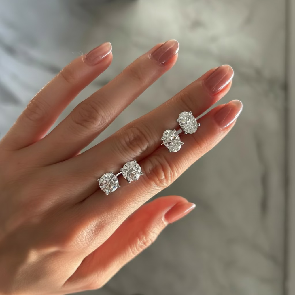 Oval Diamond Studs