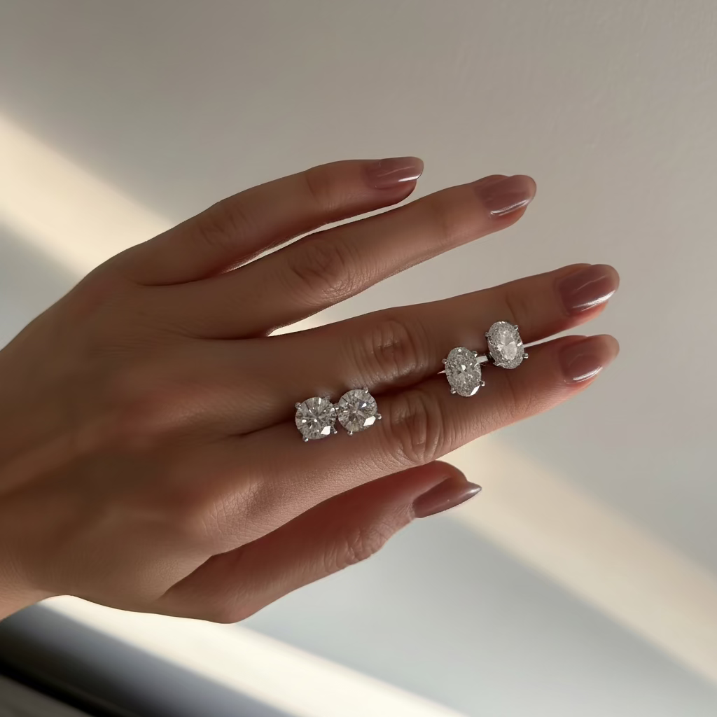 Oval Diamond Studs
