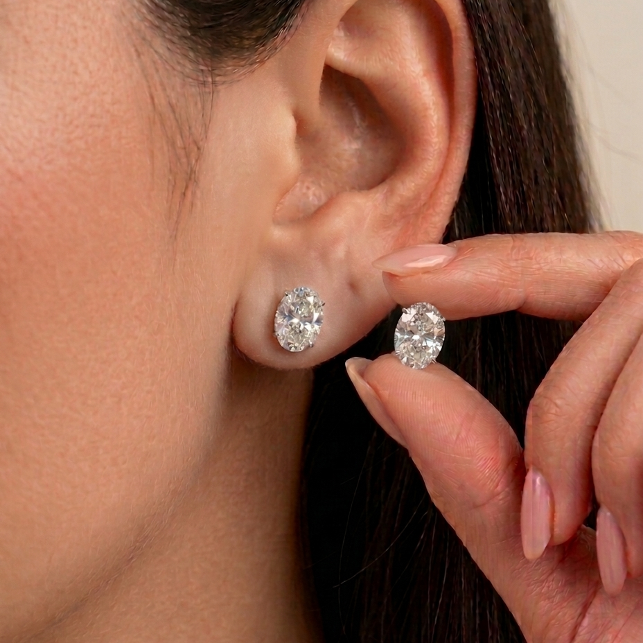 Oval Diamond Studs